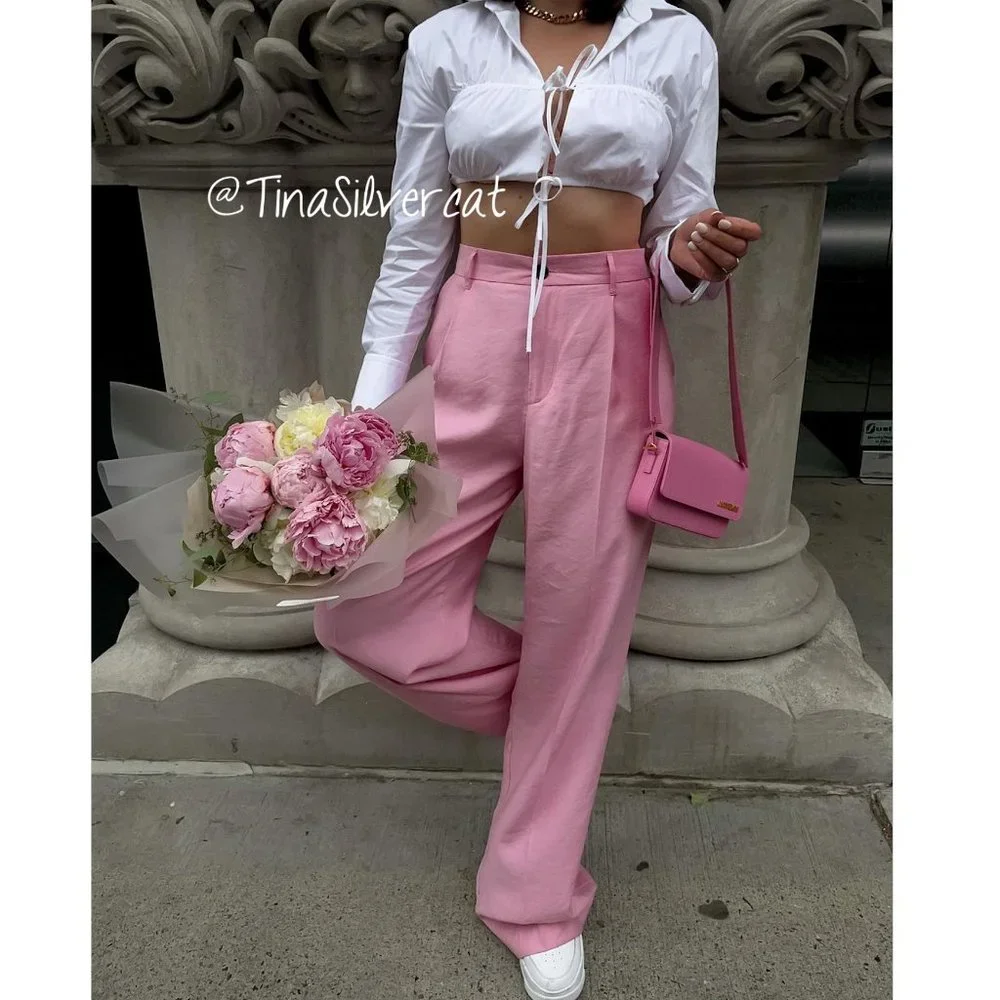 BLOGGER'S FAVE! Zara High Waisted Pants Pastel Pink NWT